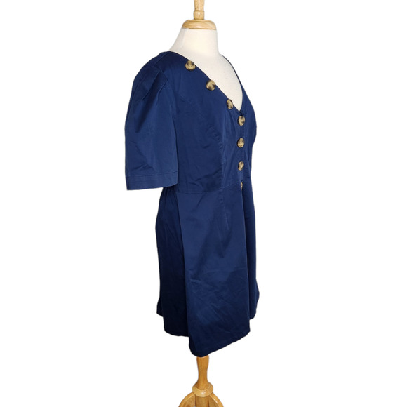 Eloquii Button Front A-Line Navy Blue Dress Size 16 - Picture 4 of 10
